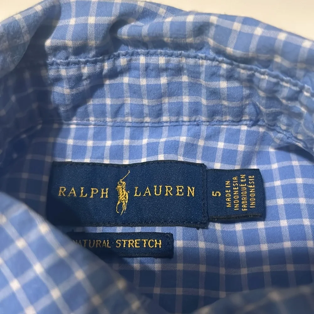 Ralph Lauren Boy's Plaid Blue Gingham Dress Shirt - Picture 2 of 3